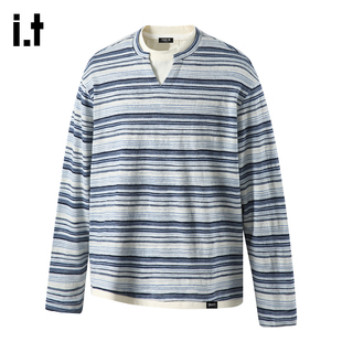 it :5cm/FIVECM美式复古假两件长袖T恤男女春季宽松休闲潮牌上衣