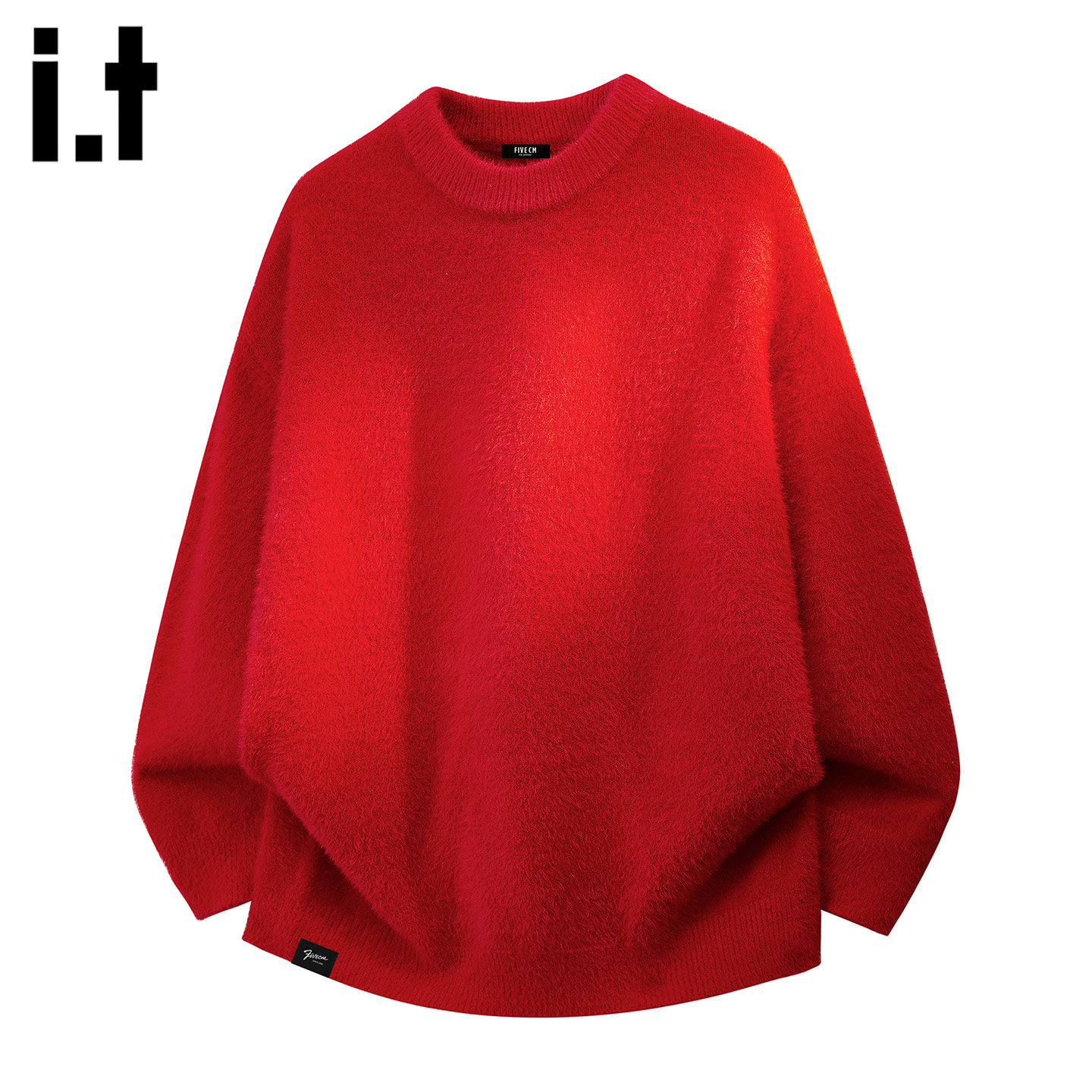 it圆领针织衫冬季宽松保暖毛衣