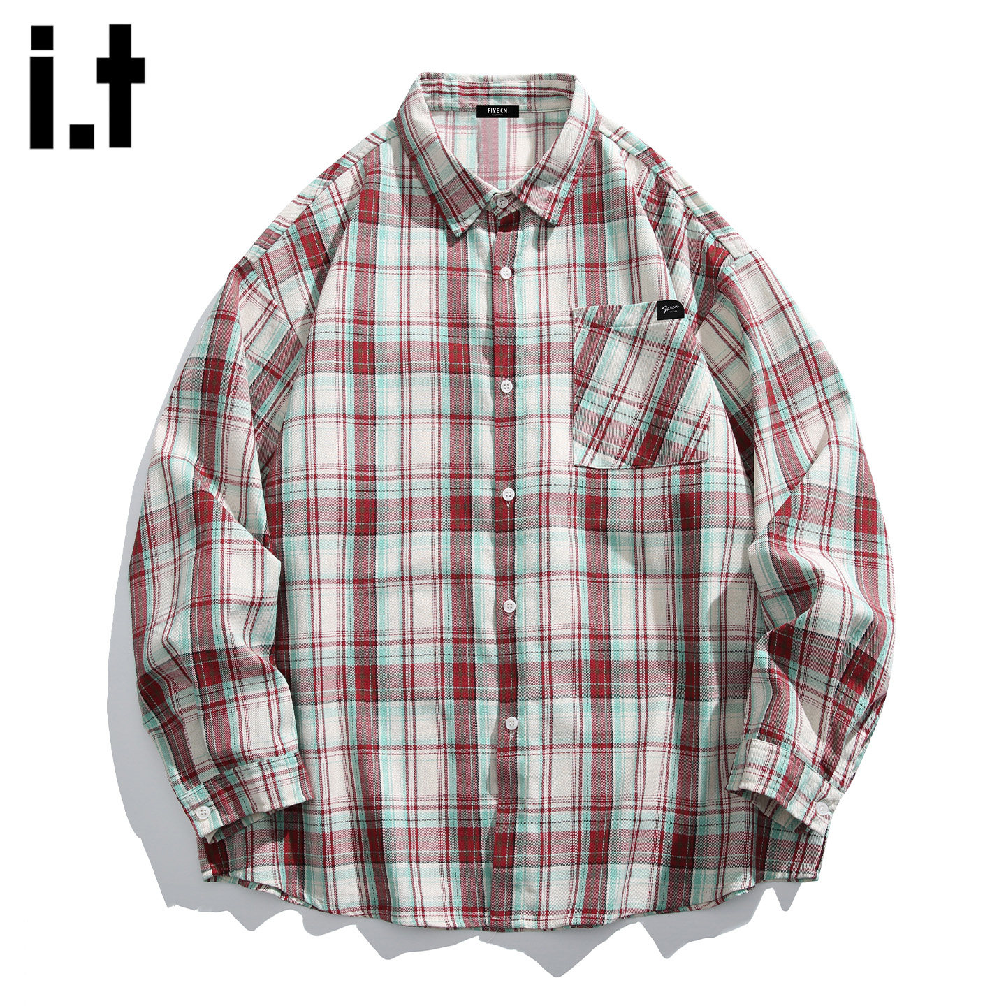 it :5cm/FIVECM复古格子长袖衬衫男春季宽松休闲衬衣潮流百搭上衣,男装,衬衫,淘宝优惠券,粉丝福利购,淘宝优惠卷