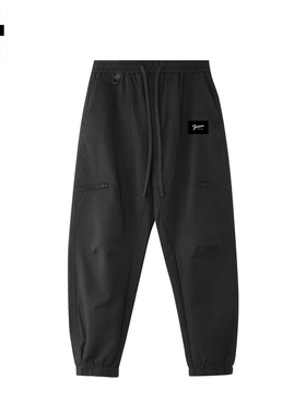 it :5cm/FIVECM黑色抽绳阔腿工装裤小脚休闲裤男款2025秋痞帅长裤