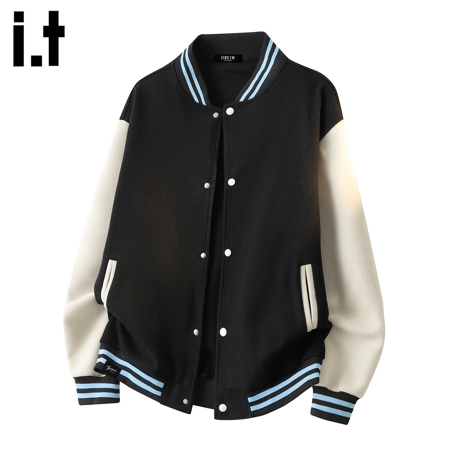 潮牌拼接撞色棒球服男款