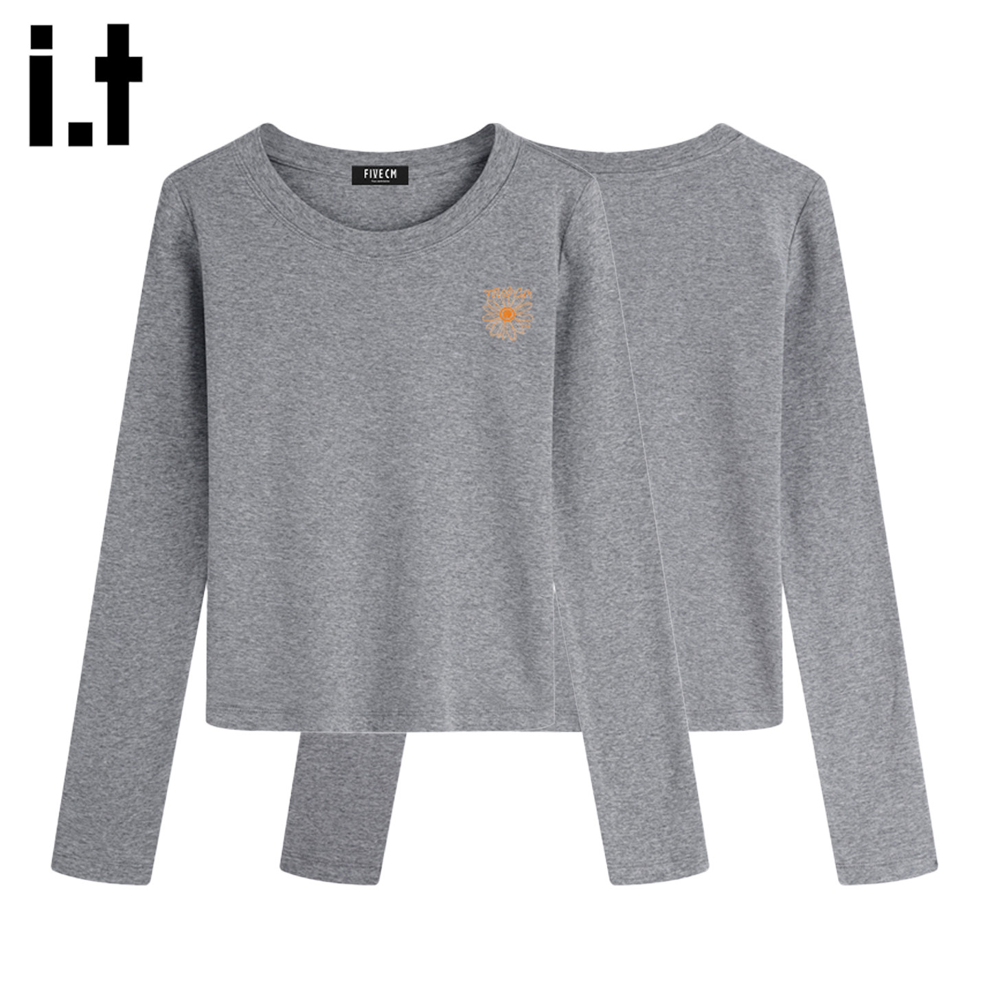 it FIVECM女装针织高级感一字领收腰韩系长袖T恤夏季正肩修身上衣