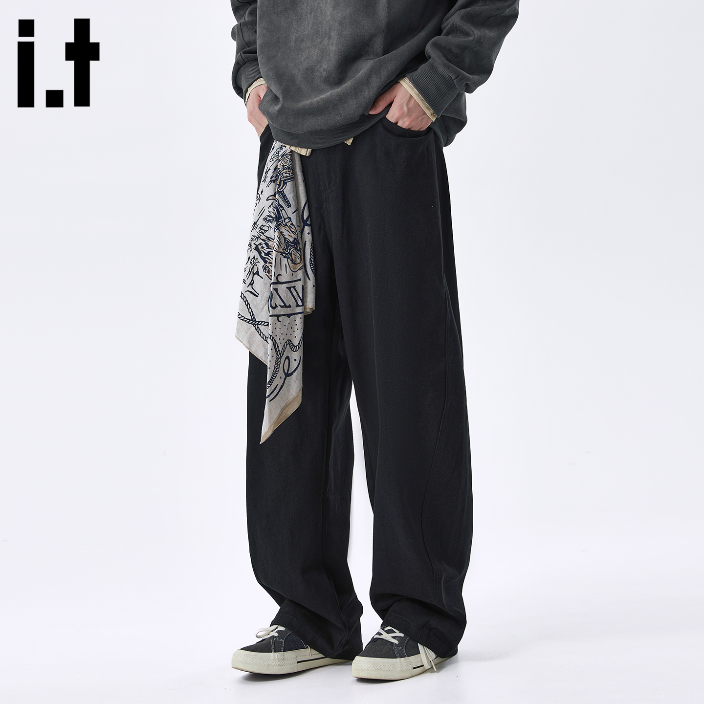 IT'S5cm黑色高级感休闲裤