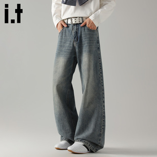 it :5cm/FIVECM春季新款宽松微喇叭牛仔裤男潮流百搭阔腿休闲裤子