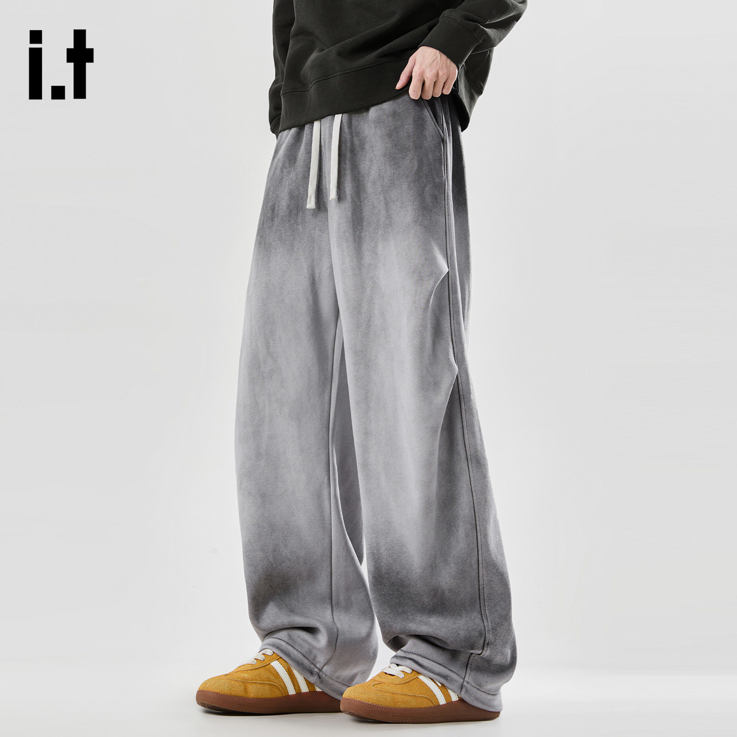 it :5cm/FIVECM渐变休闲裤男款2025秋冬新款宽松卫裤弯刀工装裤子