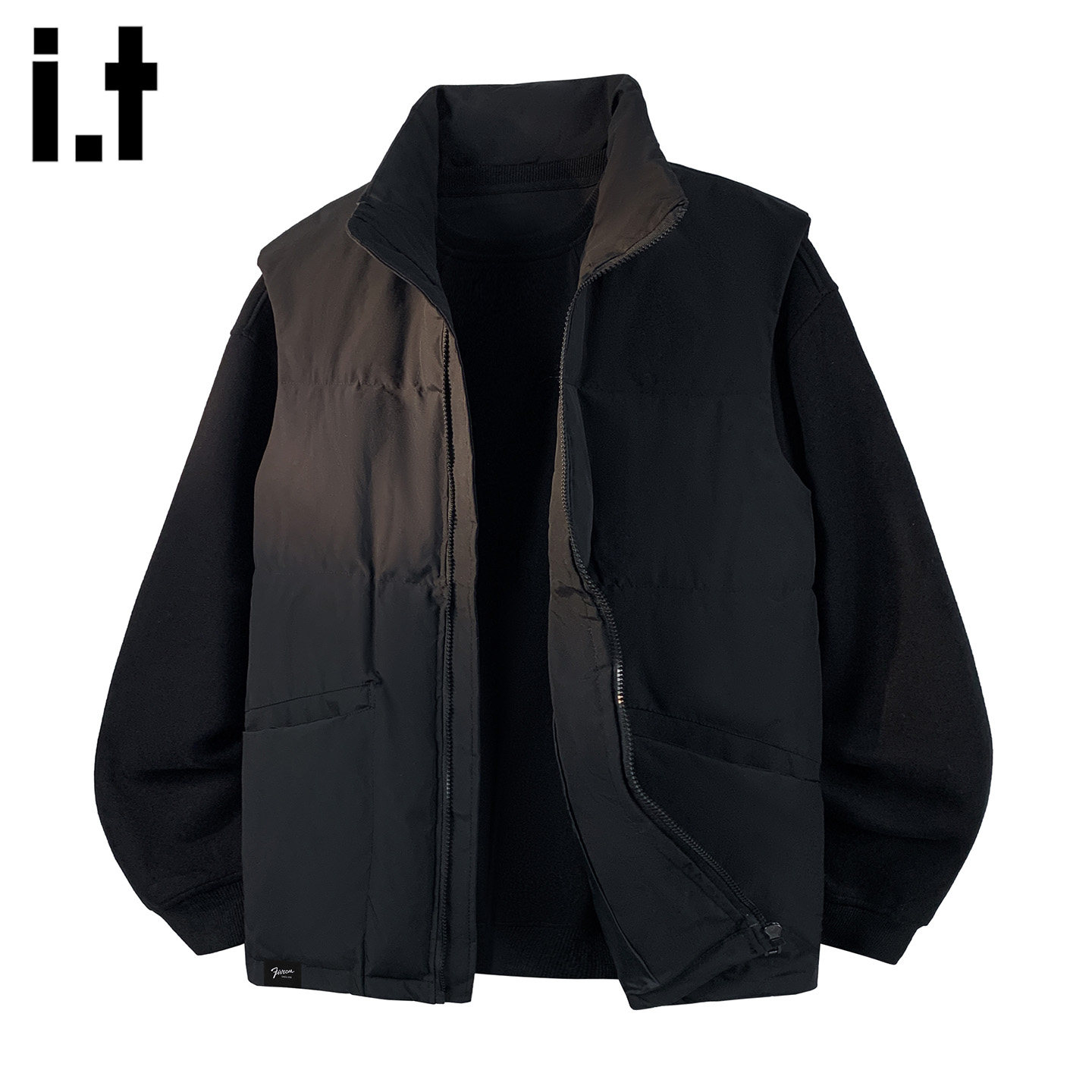 it :5cm/FIVECM潮牌黑色棉服马甲男2025新款休闲运动宽松坎肩外套