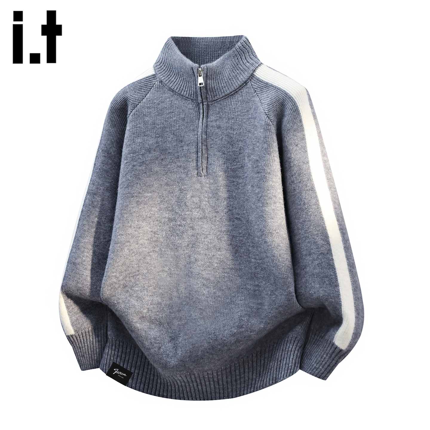 IT'S5cm半拉链撞色针织毛衣
