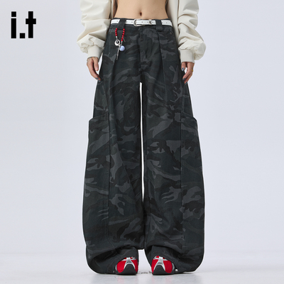 IT官方正品迷彩宽松工装裤