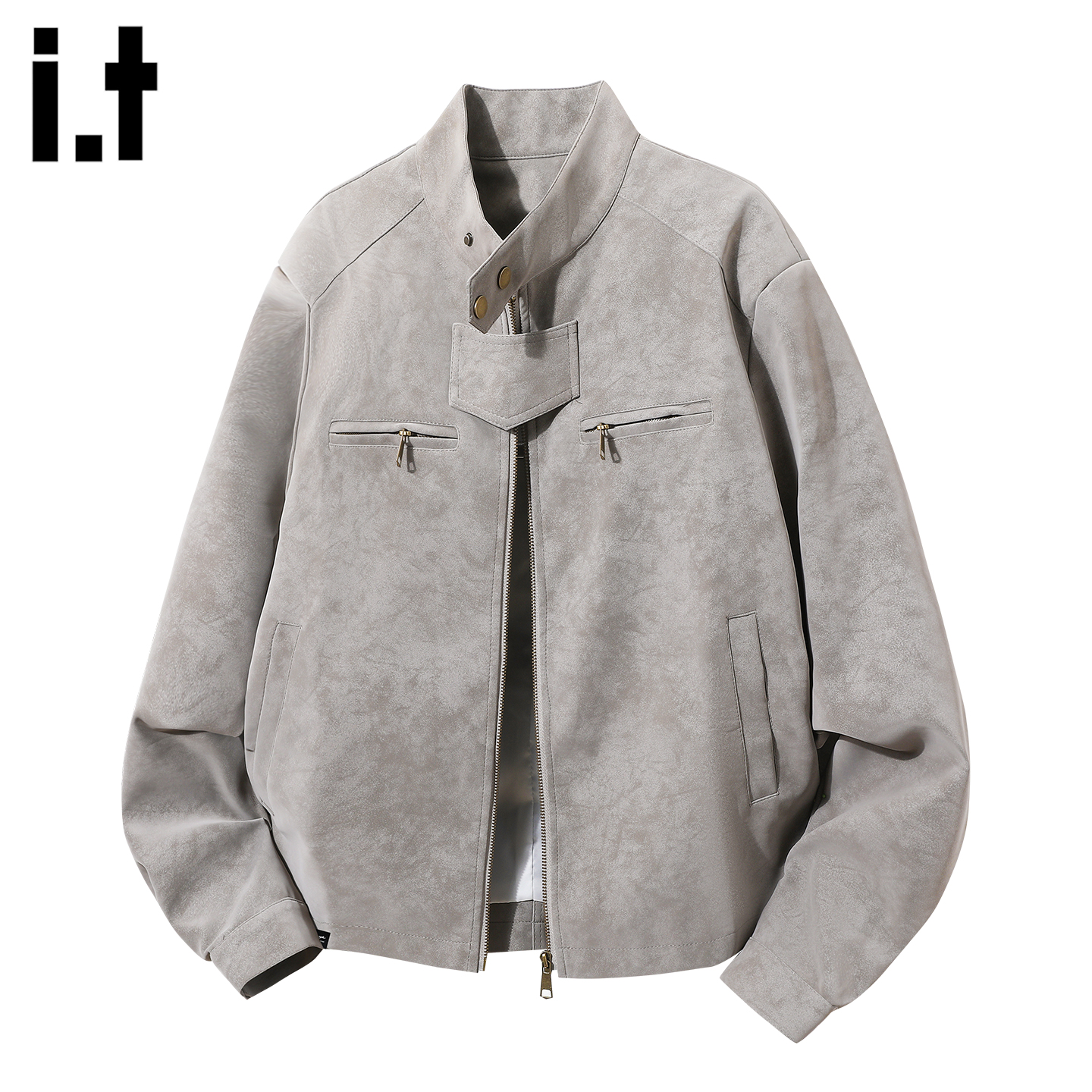 it5cm美式麂皮机车服皮衣夹克