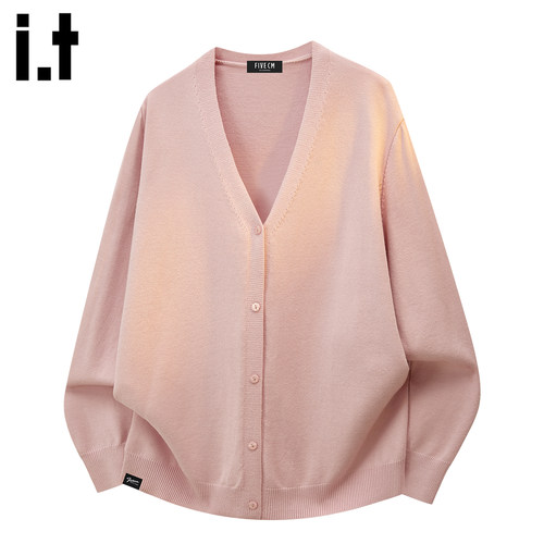 ITIS5cm/5cm粉色v领毛衣外套