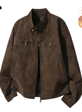 it :5cm/FIVECM加绒加厚麂皮夹克男士2025冬季防风保暖复古外套潮