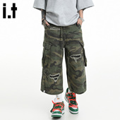 潮牌直筒七分中裤 迷彩补丁短裤 2025新款 5cm FIVECM男女美式