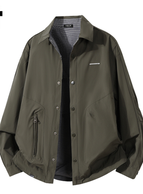 it :5cm/FIVECM美式复古翻领外套男士2025秋冬季简约宽松工装夹克