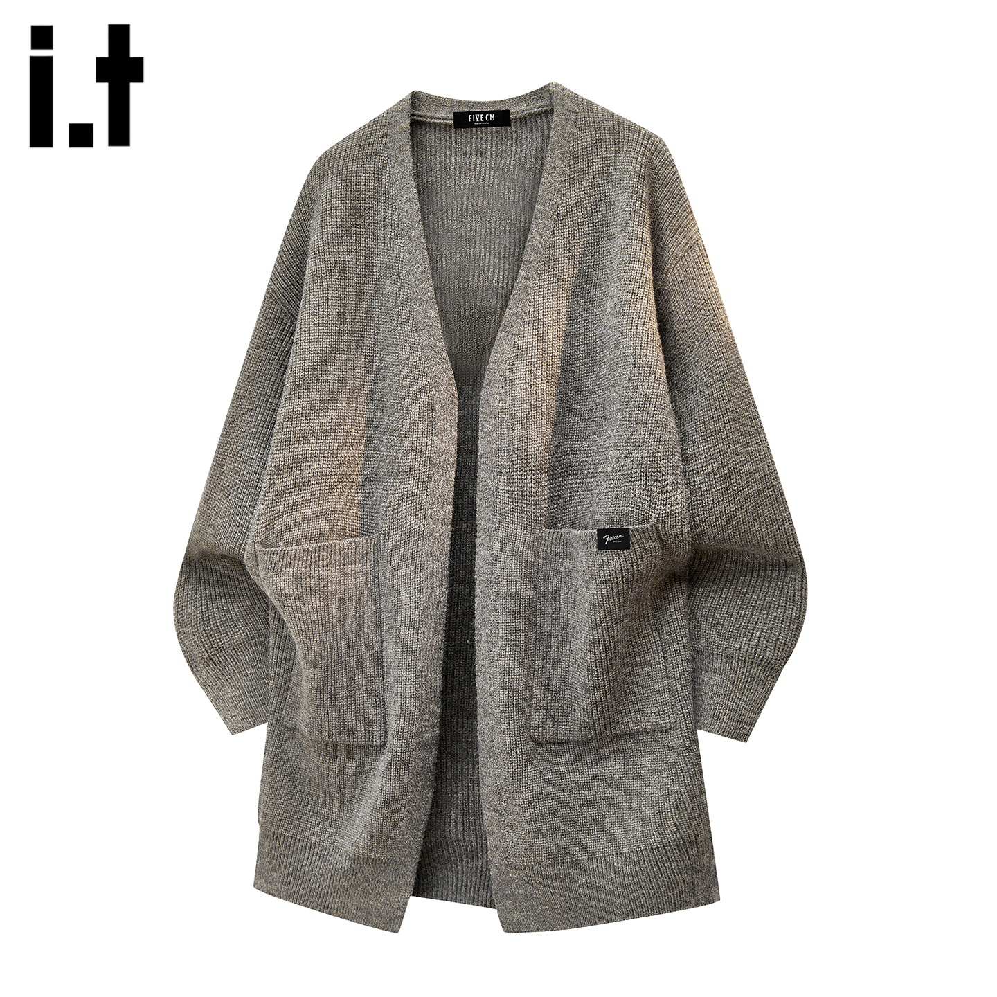 IT'S5cm大口袋v领针织开衫