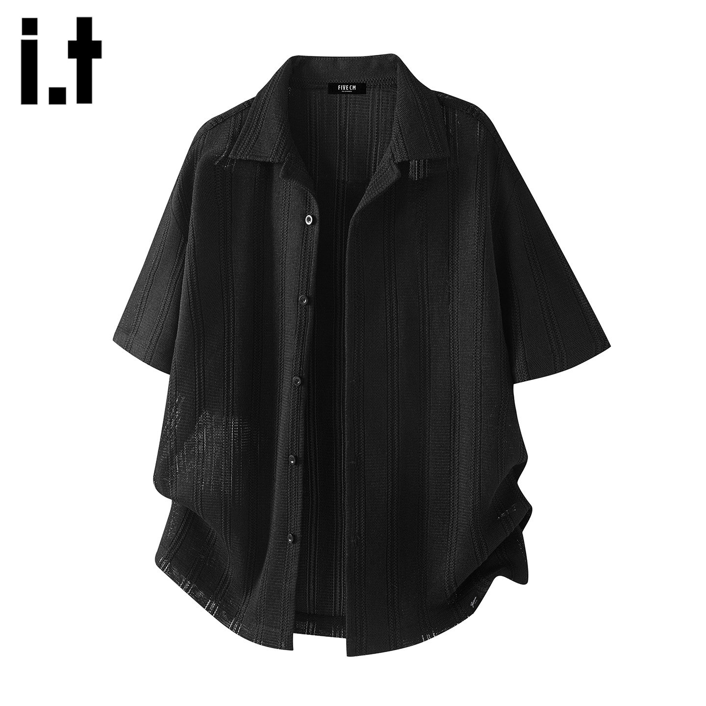 it :5cm/FIVECM衬衫男短袖夏季休闲POLO衫肌理感潮牌外套宽松上衣