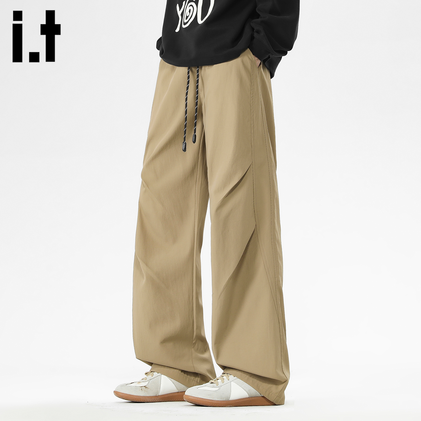 复古纯棉褶皱伞兵裤男士2025秋