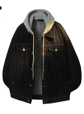 it :5cm/FIVECM时尚痞帅连帽牛仔外套男士2025秋冬款宽松夹克上衣