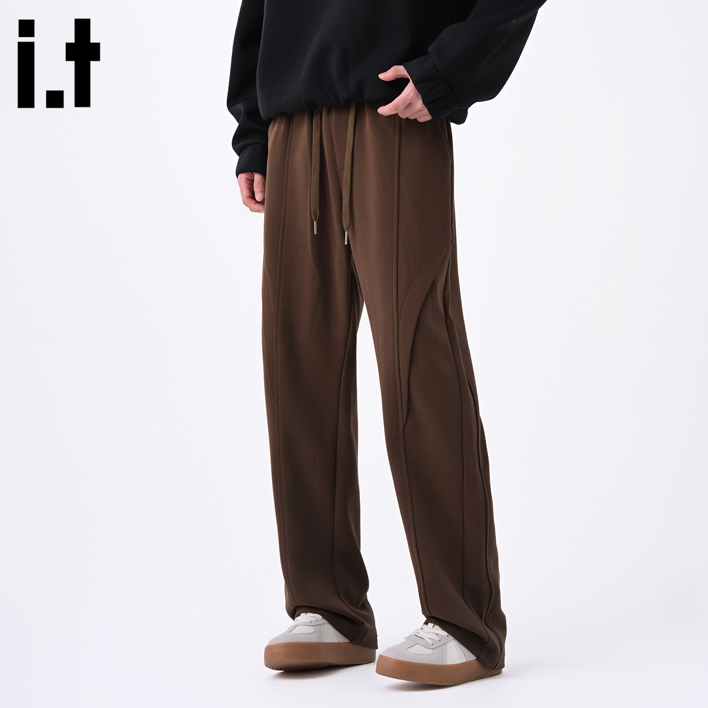 IT'S5cm/五cm咖色设计感休闲裤