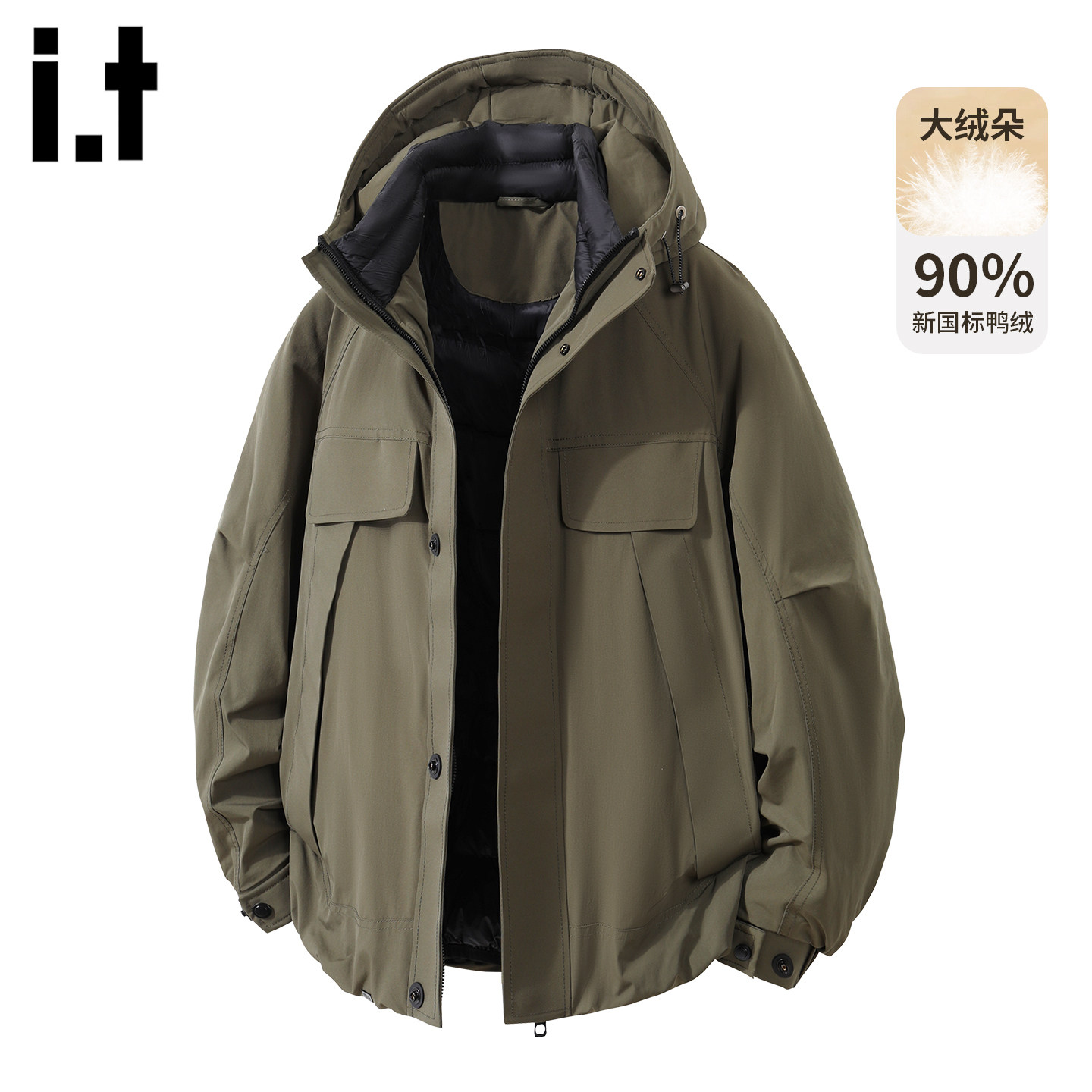 it5cm潮牌短款连帽羽绒服外套