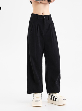 it :5cm/FIVECM黑色尼龙九分裤松紧腰阔腿裤男女2025夏秋季休闲裤