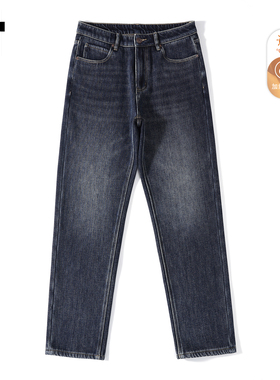 it :5cm/FIVECM美式水洗蓝色加绒牛仔裤男士2025秋冬加厚保暖长裤