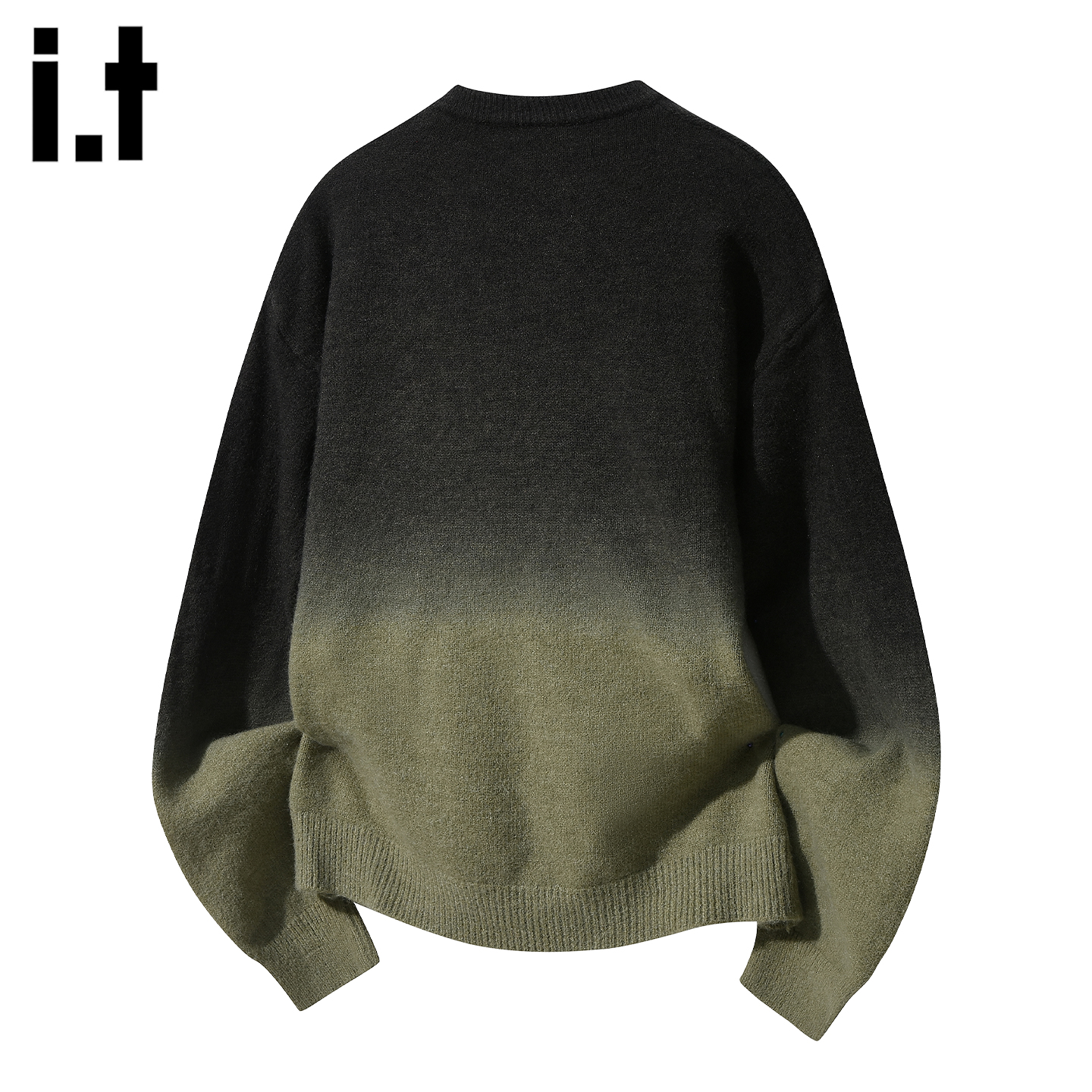 时尚潮牌渐变圆领毛衣男士