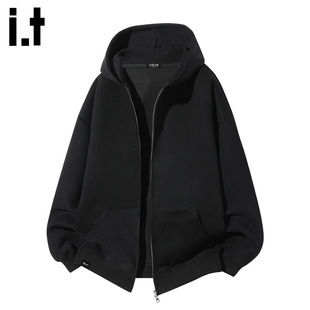 it :5cm/FIVECM潮牌黑色连帽开衫卫衣男款2026春秋季休闲运动外套