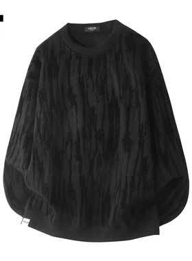 it :5cm/FIVECM高级感黑色扎染圆领卫衣男士2025秋冬宽松百搭上衣