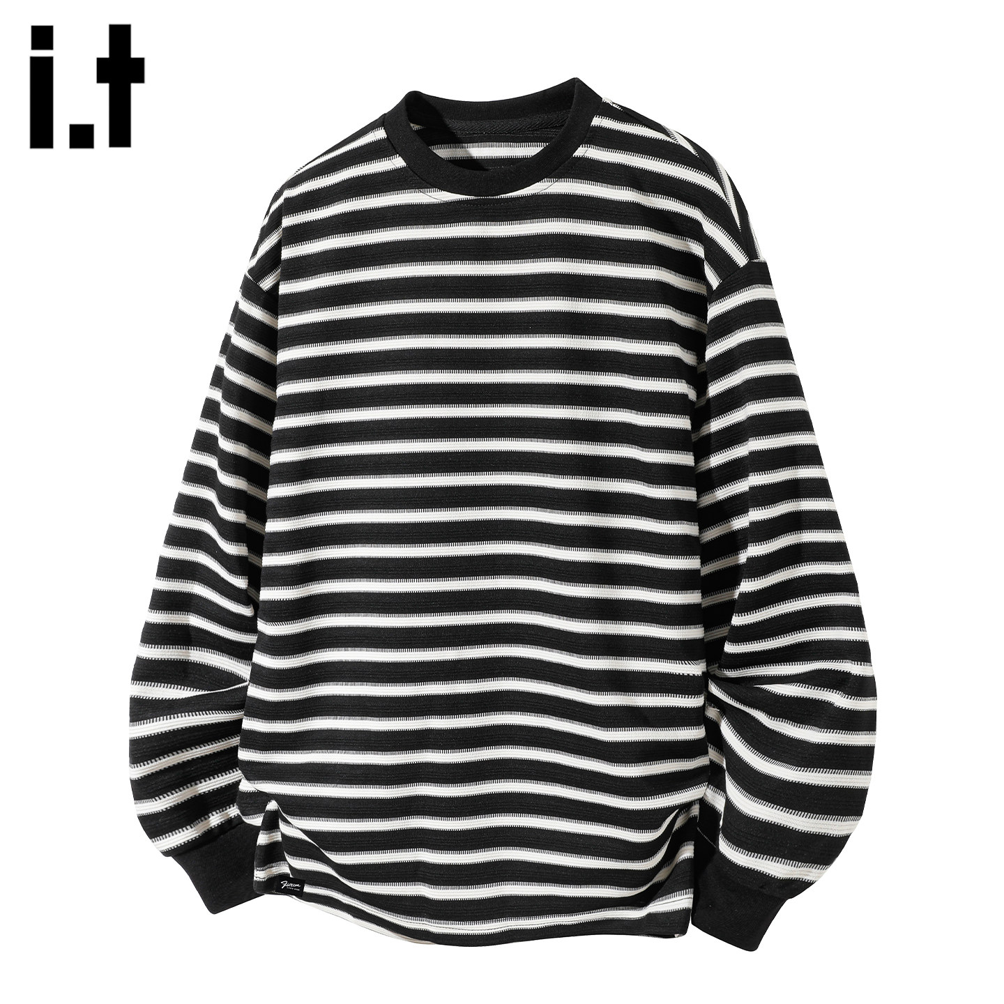 FIVEcm黑色条纹圆领卫衣