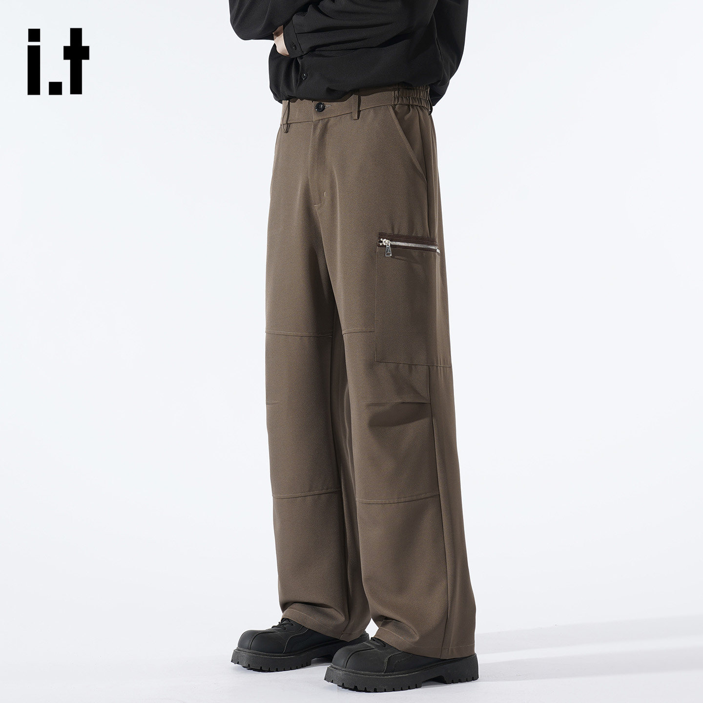 it :5cm/FIVECM黑色垂感西裤男款春季直筒cleanfit高级休闲西装裤