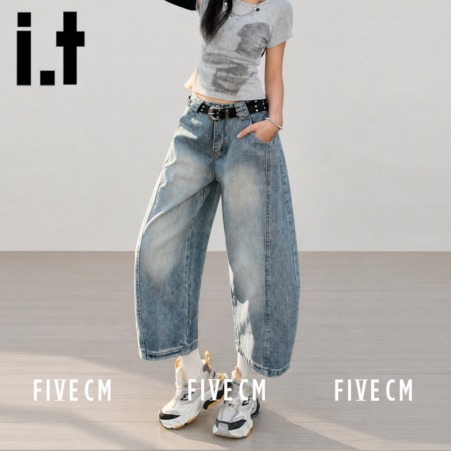 itFIVECM美式宽松显瘦阔腿裤