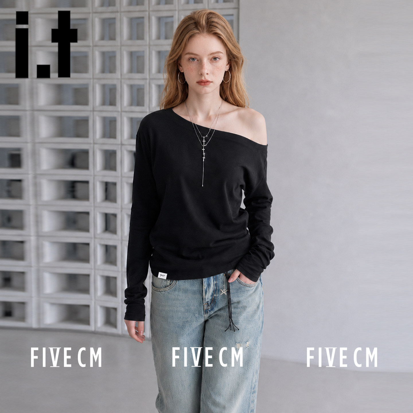 itFIVECM秋季宽松长袖T恤女新款
