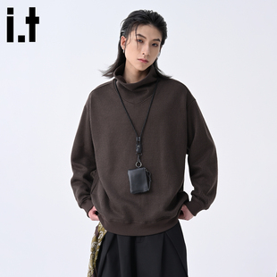 it :5cm/FIVECM高领长袖针织卫衣男款2025新款秋季宽松慵懒风上衣