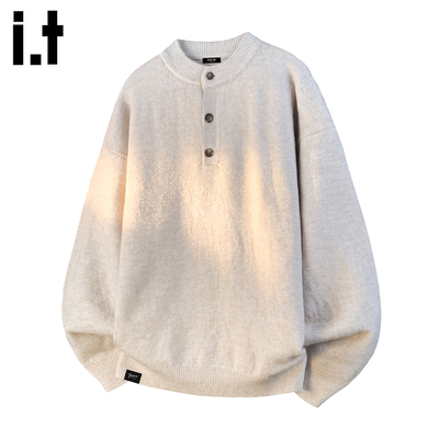 休闲风2025年秋季柔软亨利领纯色