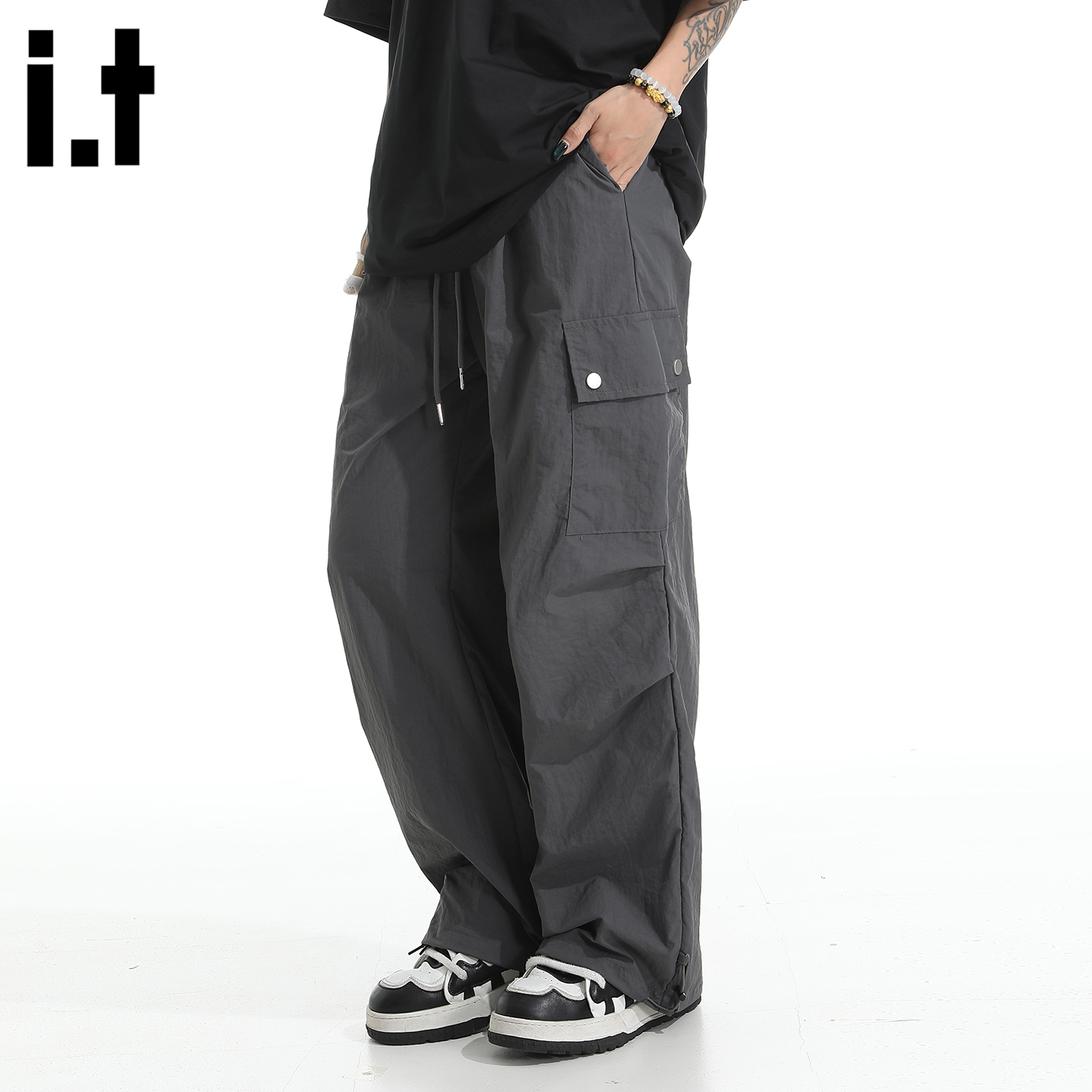 IT'S5cm美式大口袋工装阔腿裤