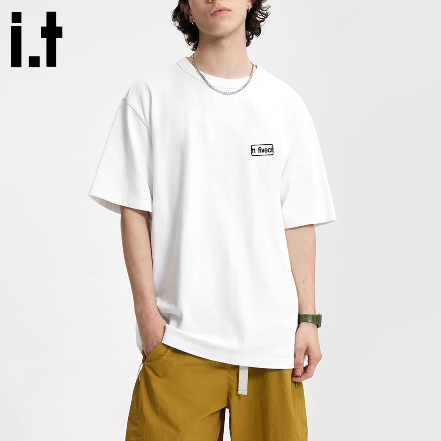 it :5cm/FIVECM夏季简约印花短袖T恤男女高级感半袖纯棉五分袖潮