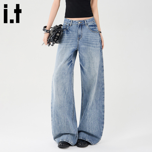 it :5cm/FIVECM美式阔腿牛仔裤女春季2026新款显瘦休闲直筒拖地裤