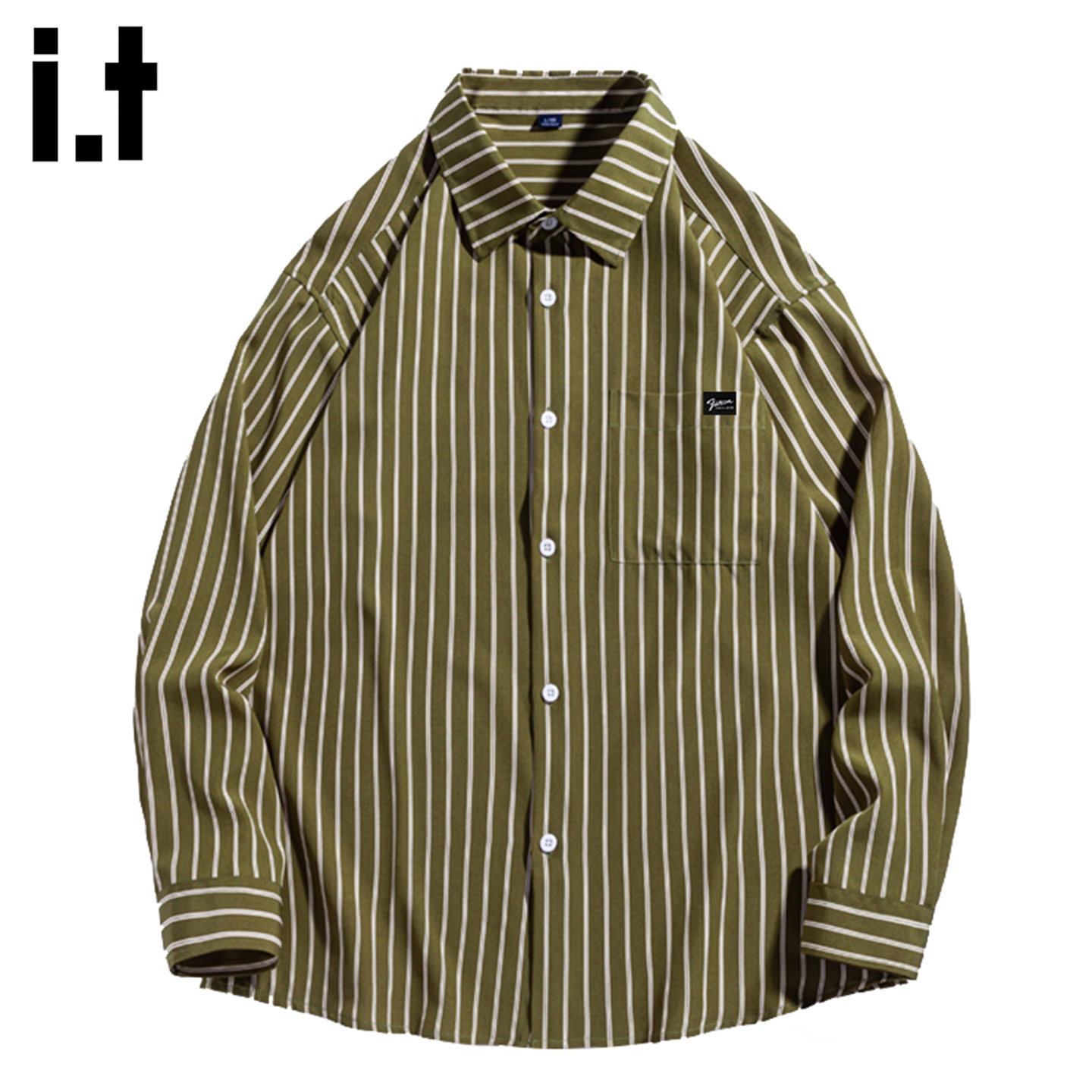 it :5cm/FIVECM潮牌竖条纹长袖衬衫男春季港风翻领高级感痞帅衬衣