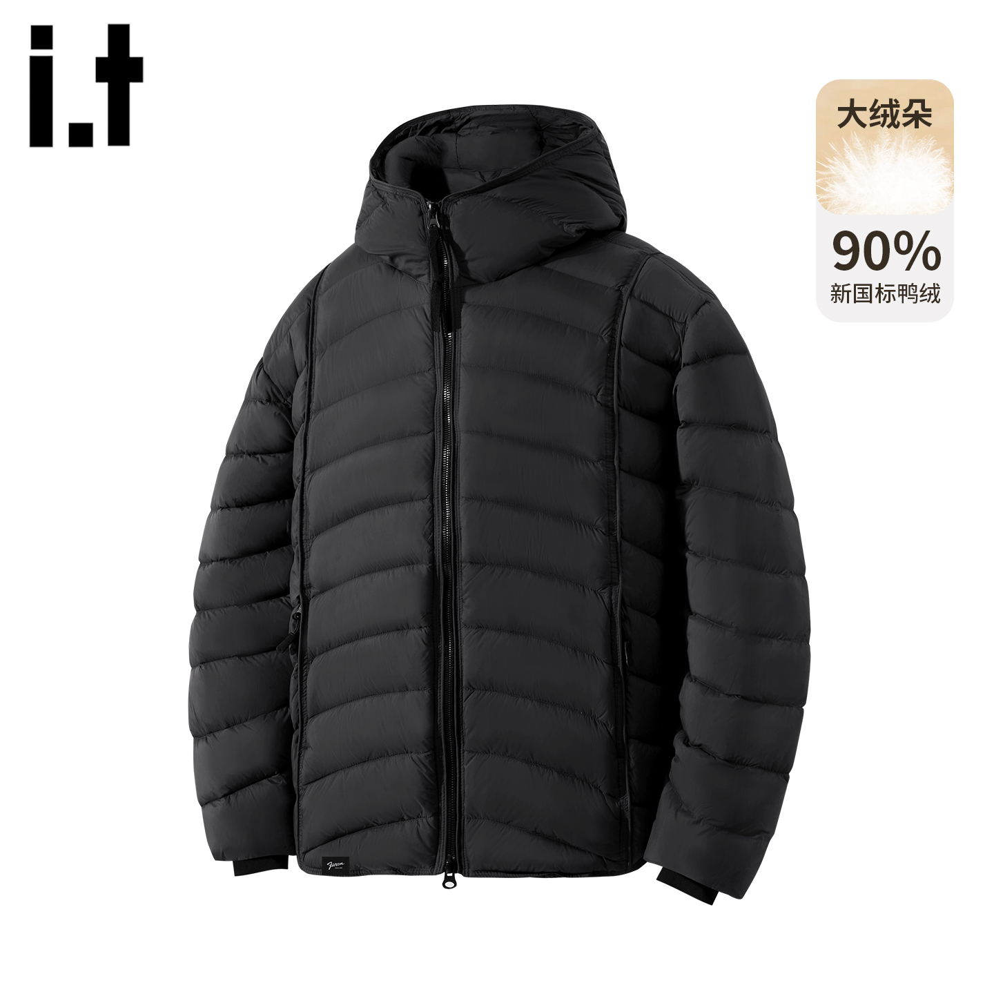 时尚黑色连帽羽绒服外套保暖