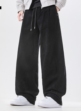 it :5cm/FIVECM百搭灯芯绒休闲裤男款2025秋冬季黑色直筒长裤运动