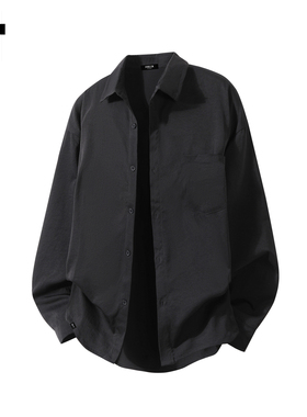 it :5cm/FIVECM黑色潮流翻领长袖衬衫男2025秋冬复古休闲宽松外套
