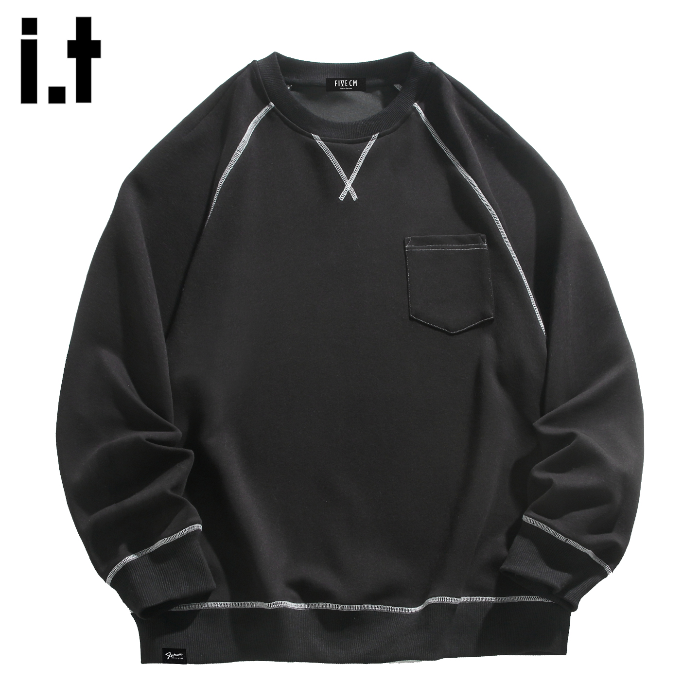 it5cm黑色重磅圆领卫衣