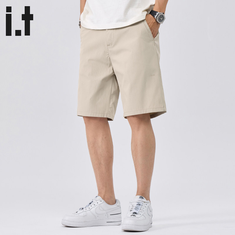 it :5cm/FIVECM卡其色休闲短裤直筒五分裤男士通勤百搭西装中裤B