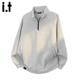 潮牌半拉链立领卫衣男士 FIVECM美式 2025秋冬宽松休闲上衣 5cm