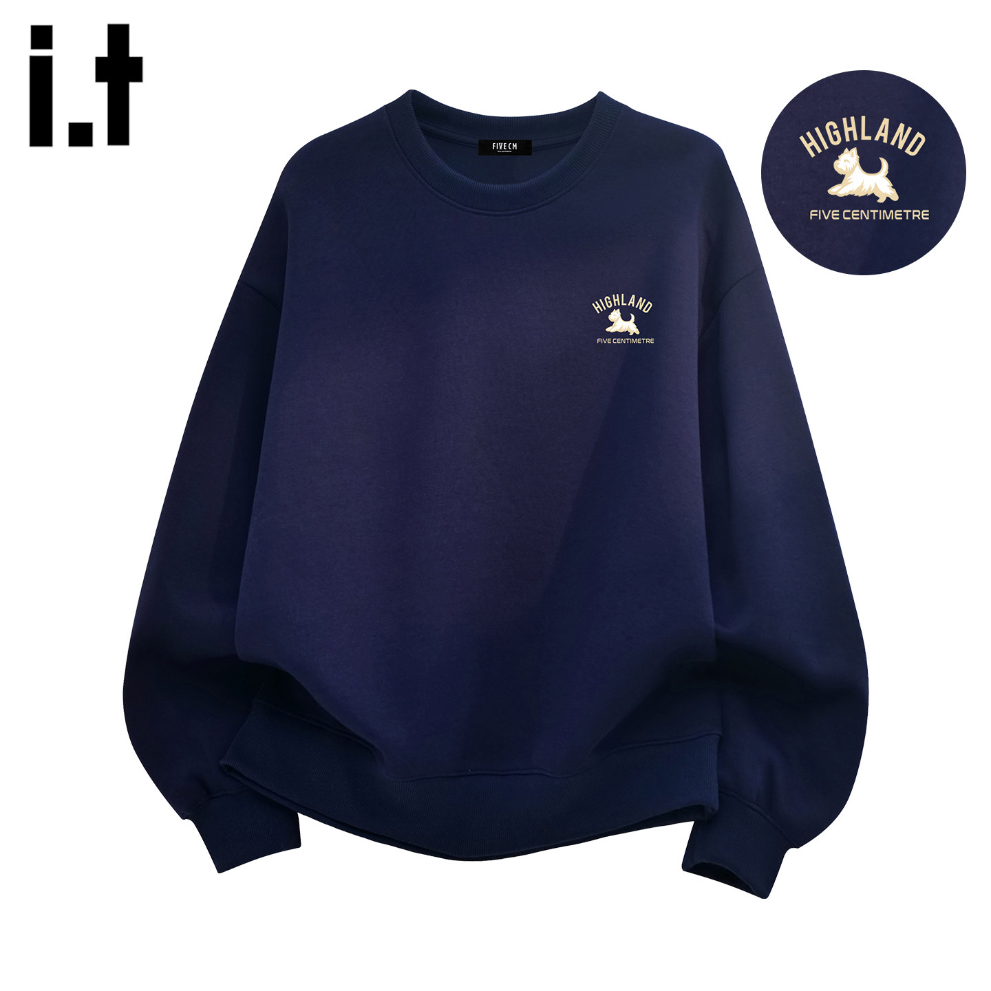 it :5cm/FIVECM圆领卫衣男女款2026春季新款纯色宽松上衣男士外套