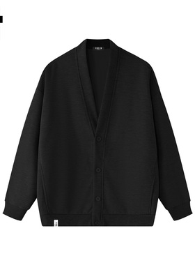 it :5cm/FIVECM黑色针织开衫卫衣外套男款2025新款秋v领宽松上衣