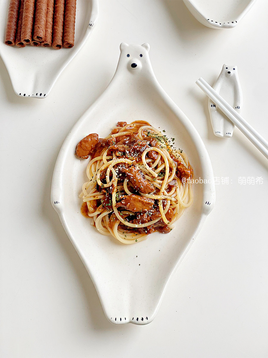 外贸尾货出口原单日式ins可爱北极熊陶瓷意面盘甜品碗家用零食盘,餐饮具,盘,淘宝优惠券,粉丝福利购,淘宝优惠卷