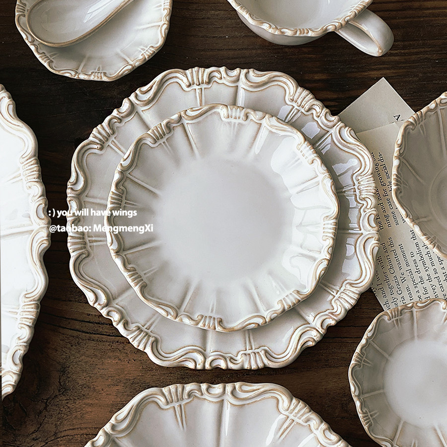 新古典2024新款餐具碗碟套装家用高级感陶瓷鱼盘菜盘吃饭碗碟西餐,餐饮具,盘,淘宝优惠券,粉丝福利购,淘宝优惠卷