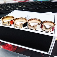 Châu Âu và Hoa Kỳ phổ biến bằng thép titan 18K vàng hồng chữ H nhẫn đeo tay đeo nhẫn nam và nữ nhẫn - Nhẫn nhẫn pnj nữ