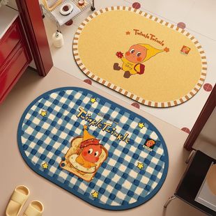 可爱卡通圆形浴室地垫家用防滑脚垫厕所洗手间速干吸水垫硅藻泥垫